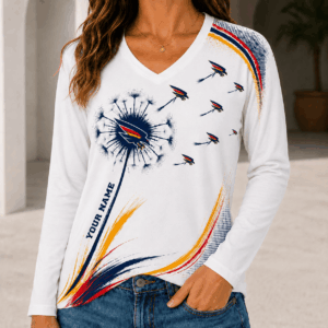 Auspiritmerch Adelaide Crows Women's V-neck Long Shirt Custom Name Gift For Fan