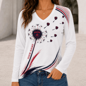 Auspiritmerch Melbourne Demons Women's V-neck Long Shirt Custom Name Gift For Fan