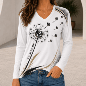 Auspiritmerch Collingwood Magpies Women's V-neck Long Shirt Custom Name Gift For Fan