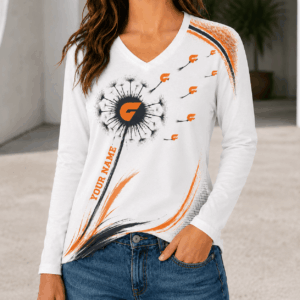 Auspiritmerch GWS Giants Women's V-neck Long Shirt Custom Name Gift For Fan