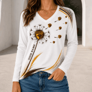 Auspiritmerch Hawthorn Hawks Women's V-neck Long Shirt Custom Name Gift For Fan