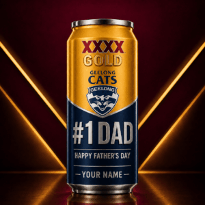 Auspiritmerch Geelong Cats x XXXX GOLD Can Shaped Tumbler Custom Name Gift For Fans