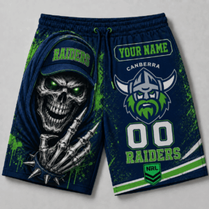 Auspiritmerch Canberra Raiders Short Pants Custom Name Gifts For Fan