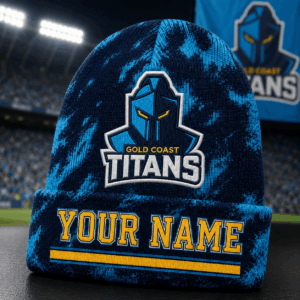 Auspiritmerch Gold Coast Titans Beanie Hat Custom Name Gift For Fans