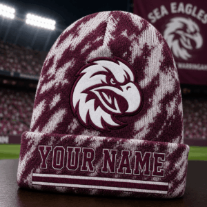 Auspiritmerch Manly Warringah Sea Eagles Beanie Hat Custom Name Gift For Fans