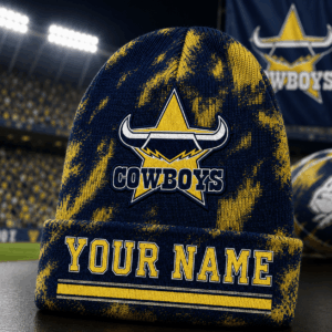 Auspiritmerch North Queensland Cowboys Beanie Hat Custom Name Gift For Fans