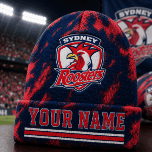 Auspiritmerch Sydney Roosters Beanie Hat Custom Name Gift For Fans