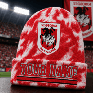 Auspiritmerch St. George Illawarra Dragons Beanie Hat Custom Name Gift For Fans