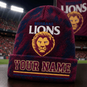 Auspiritmerch Brisbane Lions Beanie Hat Custom Name Gift For Fans