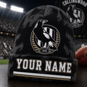 Auspiritmerch Collingwood Magpies Beanie Hat Custom Name Gift For Fans