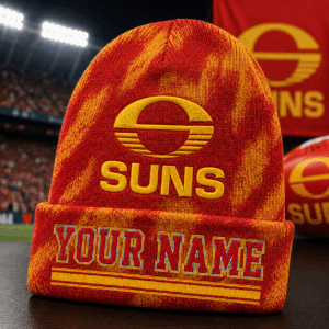 Auspiritmerch Gold Coast Suns Beanie Hat Custom Name Gift For Fans