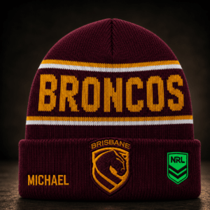 Auspiritmerch Brisbane Broncos Beanie Hat Custom Name Gift For Fans