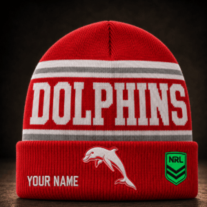 Auspiritmerch Redcliffe Dolphins Beanie Hat Custom Name Gift For Fans