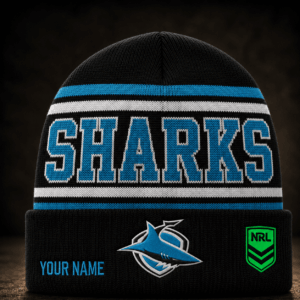 Auspiritmerch Cronulla-Sutherland Sharks Beanie Hat Custom Name Gift For Fans