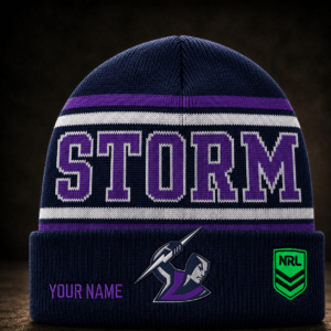 Auspiritmerch Melbourne Storm Beanie Hat Custom Name Gift For Fans