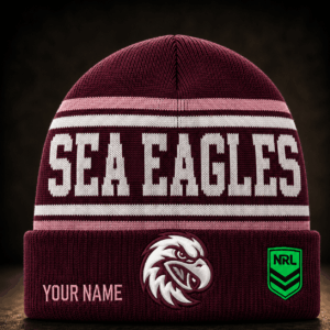 Auspiritmerch Manly Warringah Sea Eagles Beanie Hat Custom Name Gift For Fans