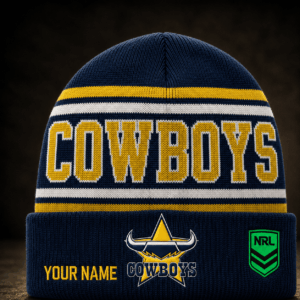Auspiritmerch North Queensland Cowboys Beanie Hat Custom Name Gift For Fans