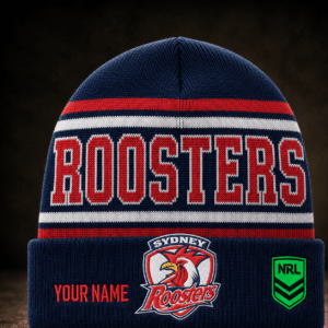 Auspiritmerch Sydney Roosters Beanie Hat Custom Name Gift For Fans