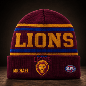 Auspiritmerch Brisbane Lions Beanie Hat Custom Name Gift For Fans