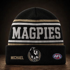 Auspiritmerch Collingwood Magpies Beanie Hat Custom Name Gift For Fans