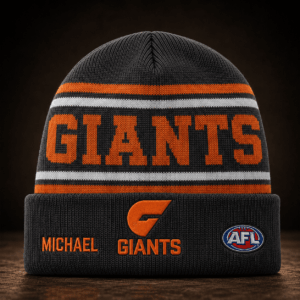 Auspiritmerch GWS Giants Beanie Hat Custom Name Gift For Fans