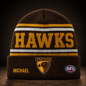 Auspiritmerch Hawthorn Hawks Beanie Hat Custom Name Gift For Fans
