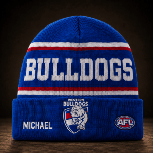 Auspiritmerch Western Bulldogs Beanie Hat Custom Name Gift For Fans