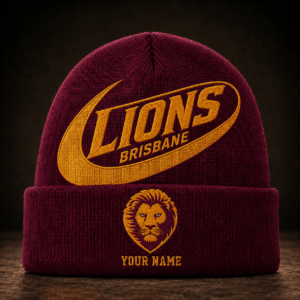 Auspiritmerch Brisbane Lions Beanie Hat Custom Name Gift For Fans