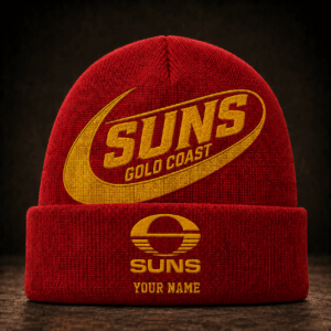 Auspiritmerch Gold Coast Suns Beanie Hat Custom Name Gift For Fans