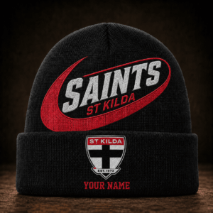 Auspiritmerch St Kilda Saints Beanie Hat Custom Name Gift For Fans