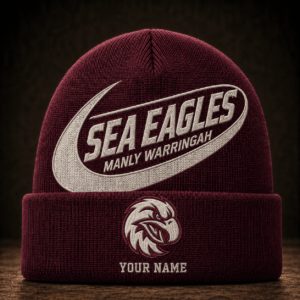 Auspiritmerch Manly Warringah Sea Eagles Beanie Hat Custom Name Gift For Fans