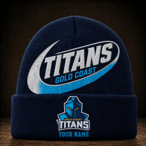 Auspiritmerch Gold Coast Titans Beanie Hat Custom Name Gift For Fans
