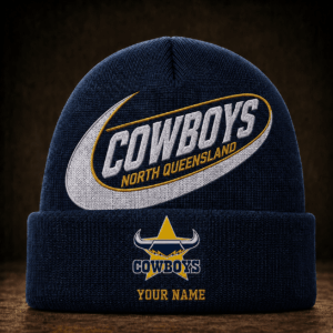 Auspiritmerch North Queensland Cowboys Beanie Hat Custom Name Gift For Fans