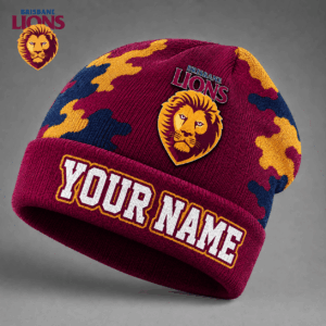 Auspiritmerch Brisbane Lions Beanie Hat Custom Name Gift For Fans