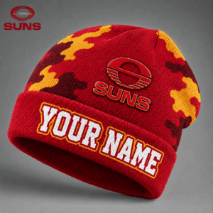 Auspiritmerch Gold Coast Suns Beanie Hat Custom Name Gift For Fans