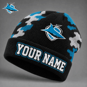 Auspiritmerch Cronulla-Sutherland Sharks Beanie Hat Custom Name Gift For Fans