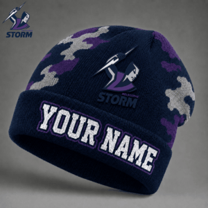Auspiritmerch Melbourne Storm Beanie Hat Custom Name Gift For Fans