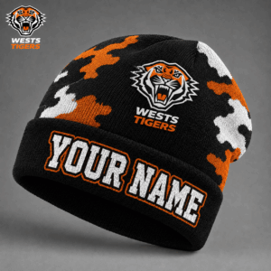 Auspiritmerch Wests Tigers Beanie Hat Custom Name Gift For Fans