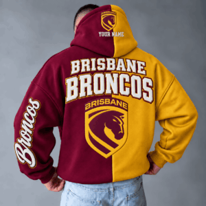 Auspiritmerch Brisbane Broncos Hoodie Custom Name Daily Casual Fashion