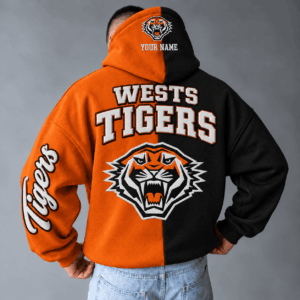 Auspiritmerch Wests Tigers Hoodie Custom Name Daily Casual Fashion