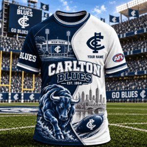 Auspiritmerch Carlton Blues T-Shirt Custom Name Gift For Fan