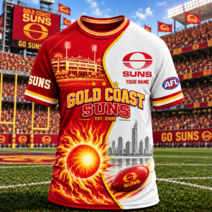 Auspiritmerch Gold Coast Suns T-Shirt Custom Name Gift For Fan
