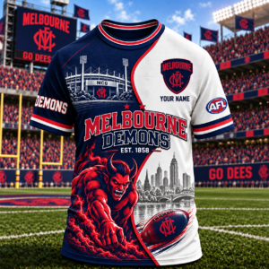 Auspiritmerch Melbourne Demons T-Shirt Custom Name Gift For Fan