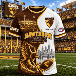 Auspiritmerch Hawthorn Hawks T-Shirt Custom Name Gift For Fan