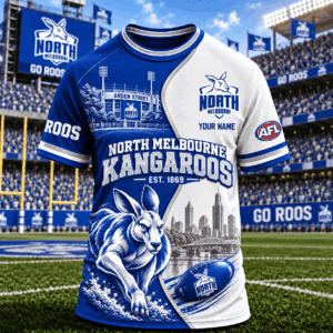 Auspiritmerch North Melbourne Kangaroos T-Shirt Custom Name Gift For Fan