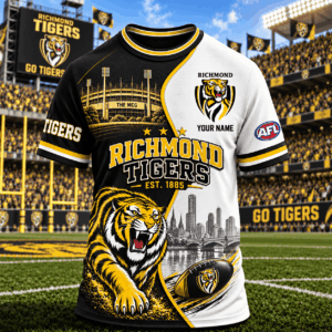 Auspiritmerch Richmond Tigers T-Shirt Custom Name Gift For Fan