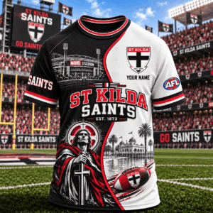 Auspiritmerch St Kilda Saints T-Shirt Custom Name Gift For Fan