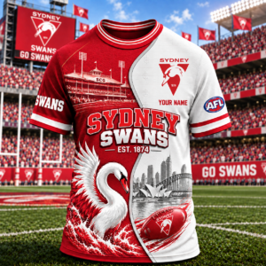 Auspiritmerch Sydney Swans T-Shirt Custom Name Gift For Fan