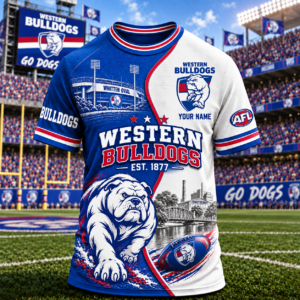 Auspiritmerch Western Bulldogs T-Shirt Custom Name Gift For Fan