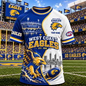 Auspiritmerch West Coast Eagles T-Shirt Custom Name Gift For Fan